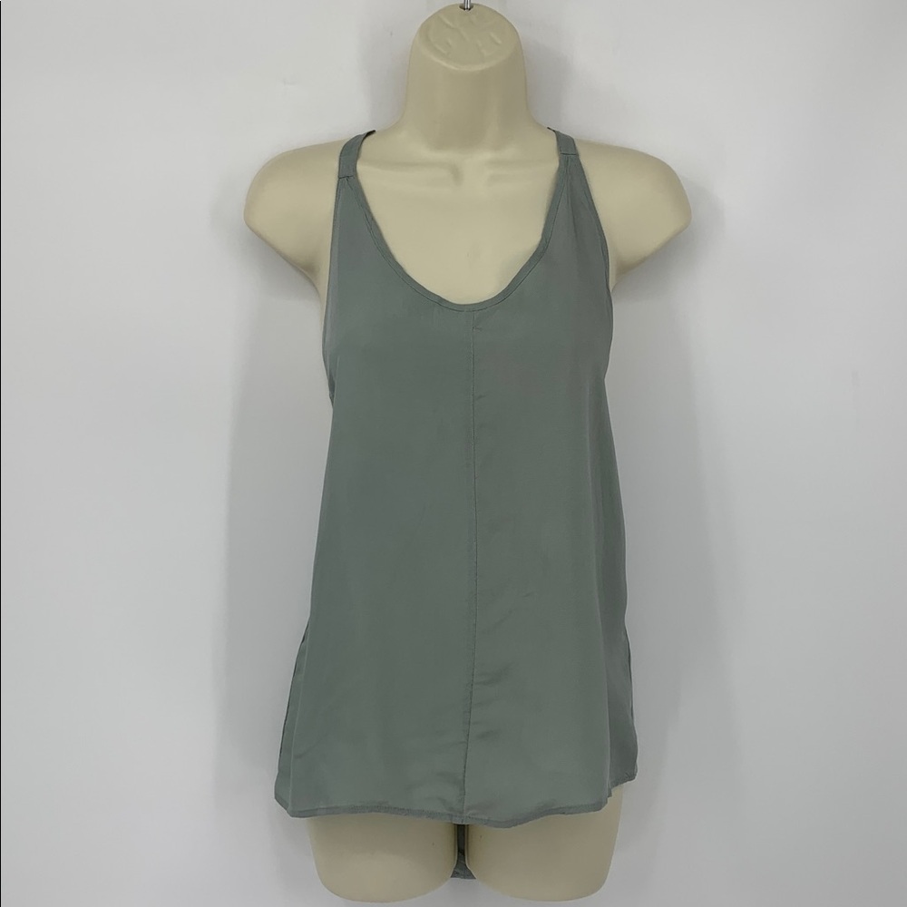 Humanoid Dacio tank shirt blouse green racerback tan sleeveless new Medium